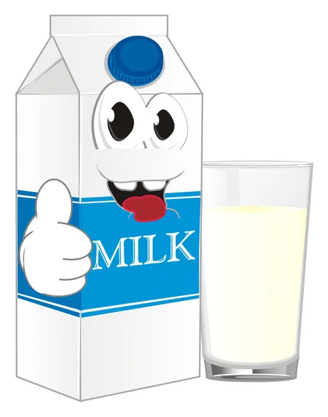 Happy Carton Milk Glass Show Gesture — Stock Photo, Image