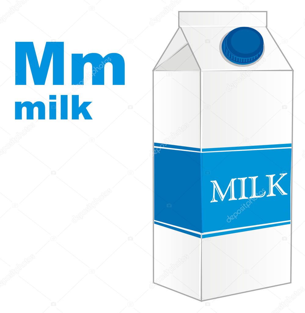 carton of milk with blue abc
