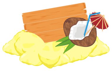 Hindistan cevizi ile plaj afiş ile tüp