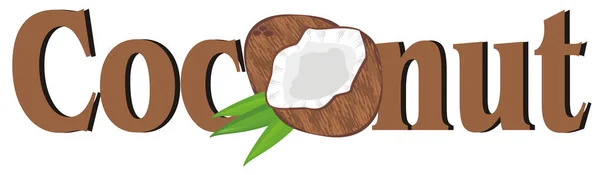 Coconut Peek Large Brown Word — Stock Photo, Image
