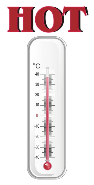 Termômetro Com Grande Palavra Vermelha Quente — Fotografia de Stock