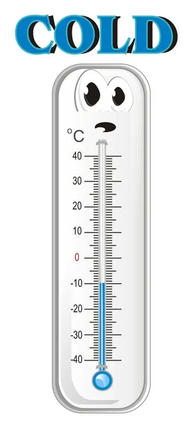 Termômetro Surpresa Com Palavra Azul Frio — Fotografia de Stock