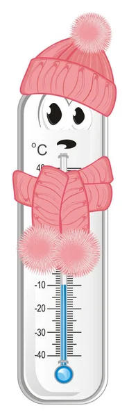 Печальный Термометр Розовой Шляпе Шарфе — стоковое фото