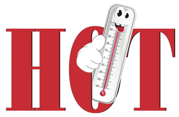 幸せな温度計を示すジェスチャーと単語からを覗く — ストック写真