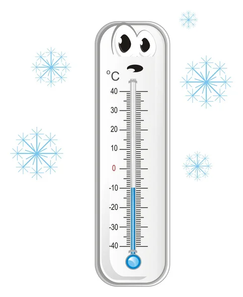 Överraskning Vintern Termometer Och Snöflingor — Stockfoto