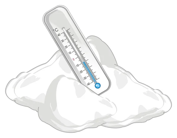 Термометр Лежит Синем Снегу — стоковое фото