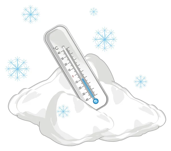 多くの雪と雪の温度計 — ストック写真