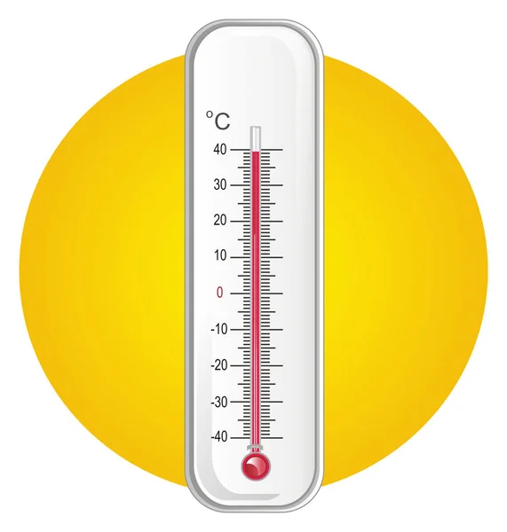 温度計とオレンジ色の丸いアイコン — ストック写真