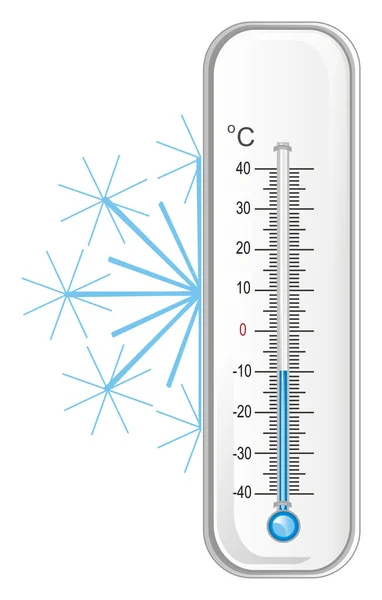 Зимний Термометр Голубой Снежинкой — стоковое фото