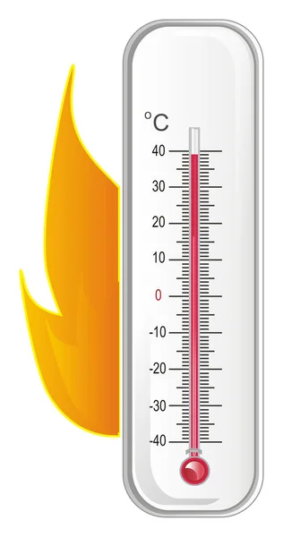Ein Thermometer Mit Orangefarbenem Feuer — Stockfoto