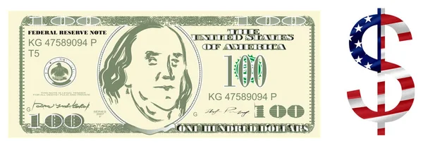 Hundert Dollar Mit Dollarzeichen — Stockfoto