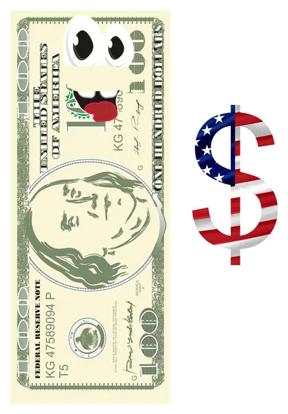 Glücklicher Amerikanischer Dollar Und Zeichen Des Dollars — Stockfoto