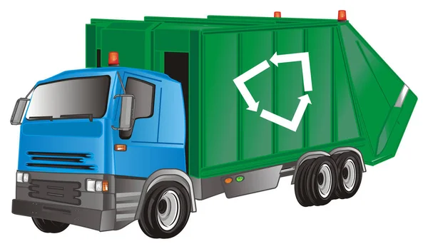 Caminhão Lixo Com Suporte Sinal Ecologia — Fotografia de Stock