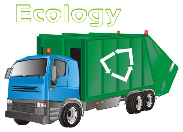 Camion Ordures Avec Écologie Mot Vert — Photo