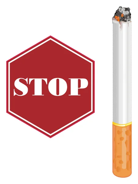 Une Cigarette Avec Panneau Rouge Stop — Photo