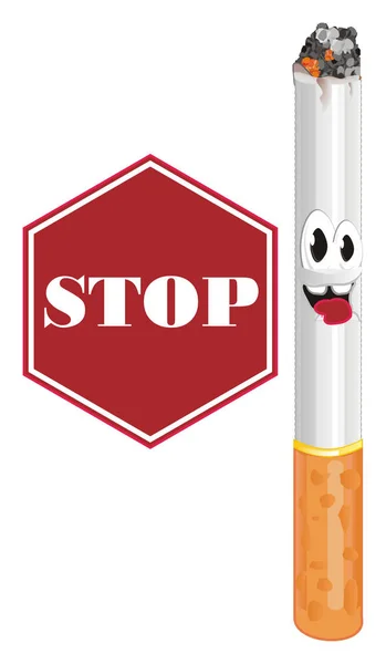 Grappige Sigaret Met Rood Teken Stop — Stockfoto