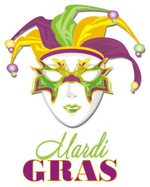 Mardi gras maskesi ve renkli bu tatil adını