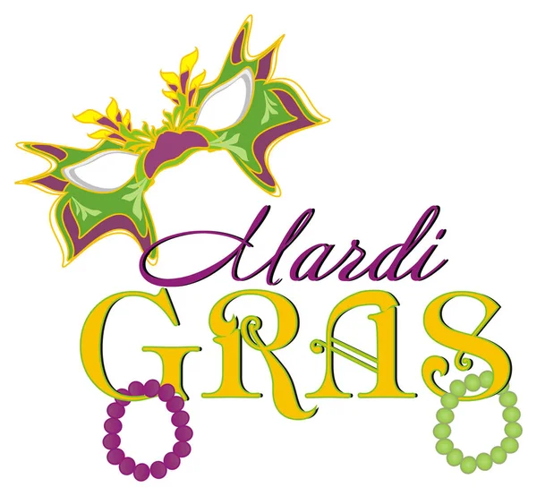 Mardi Gras Words Colored Mask — Stock Photo, Image