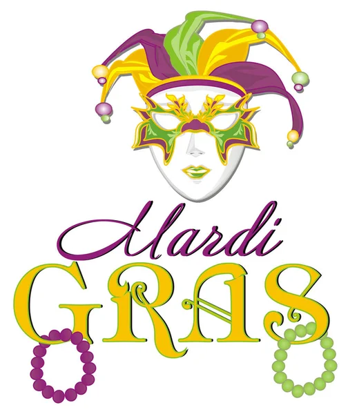 Mardi gras maskesi ve renkli harfler