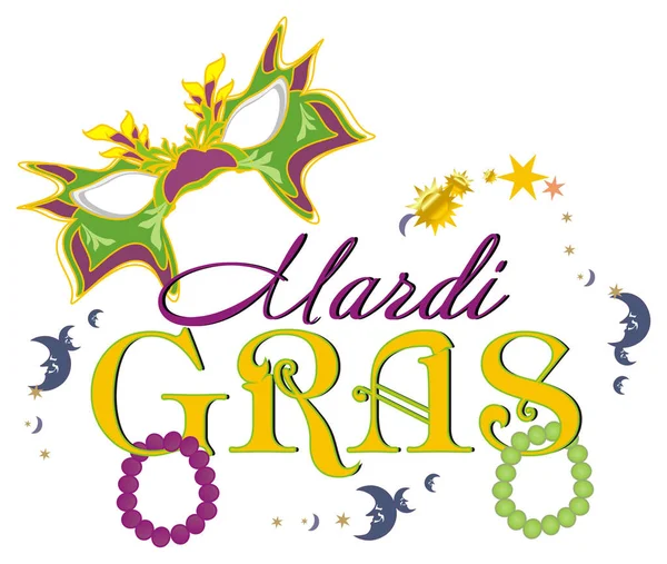 Mardi gras maskesi ve kelimeler