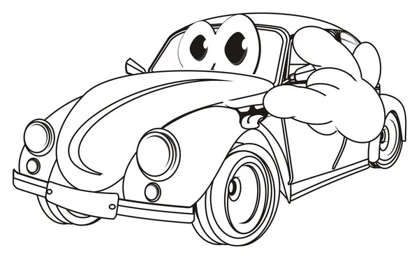 Coloriage Souriant Voiture Bug Avec Geste Cool — Photo