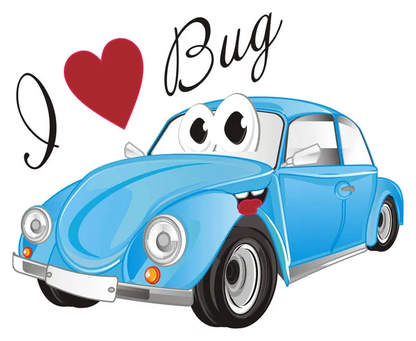 i love bug car with smiling blue bug car