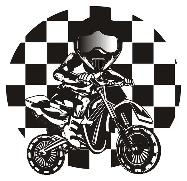 Black White Sport Bike Rider Motocross Finish Flags — Stock Photo, Image