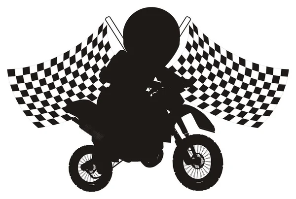 Ciclista Deportivo Motocross Bandera Meta —  Fotos de Stock