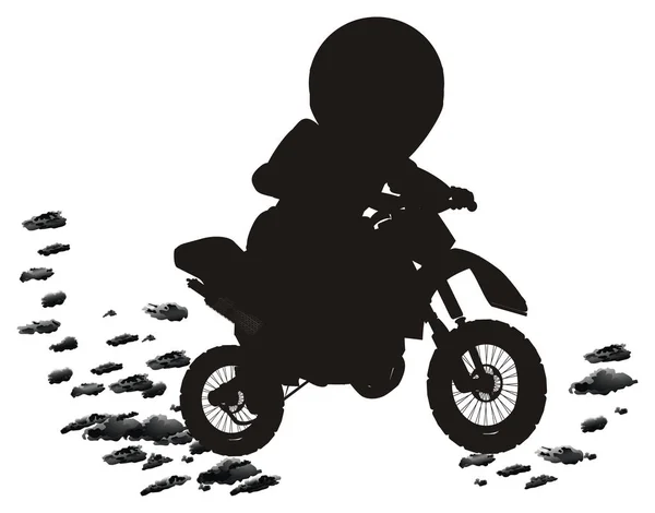 Solid Black Shadow Sport Bike Rider Motocross — Stock Photo, Image