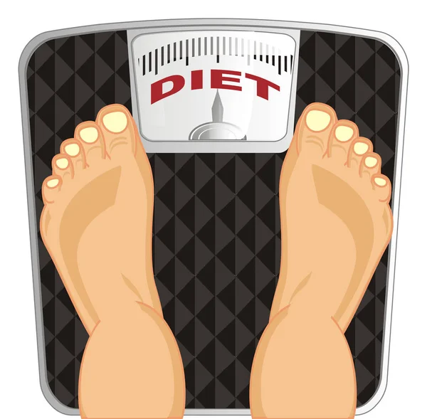 Váhy Lidskou Nohou Slovo Dieta — Stock fotografie