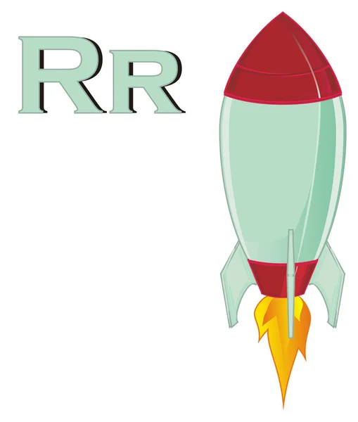 Vliegende Raket Met Een Brand Letters — Stockfoto