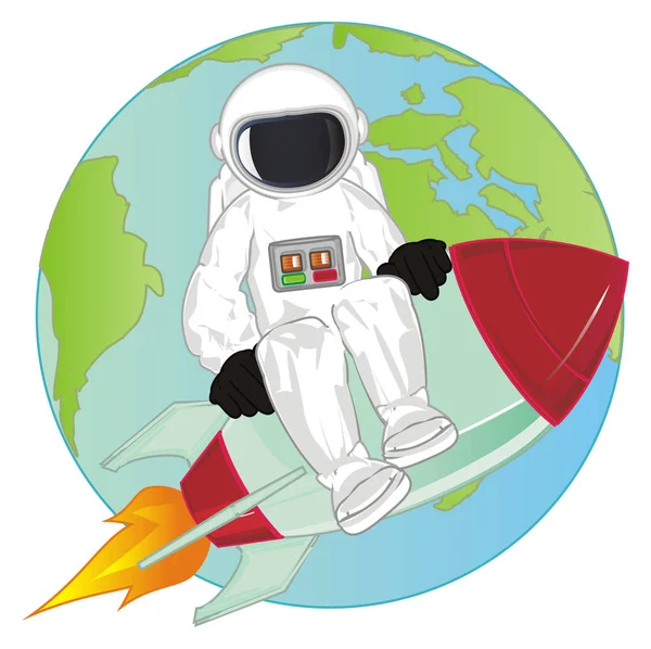 Космонавт Ракеті Великій Землі — стокове фото