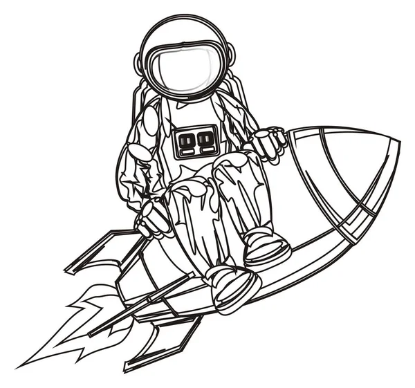 Cosmonauta Preto Branco Foguete — Fotografia de Stock
