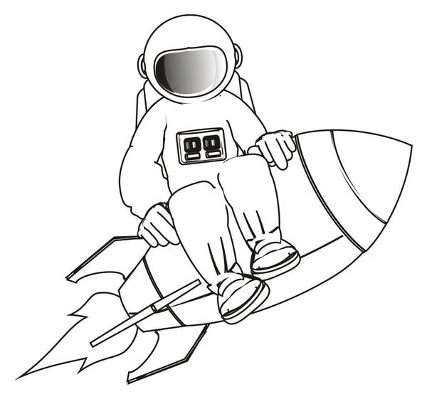 Kosmonauta Rakietę Białym Tle — Zdjęcie stockowe