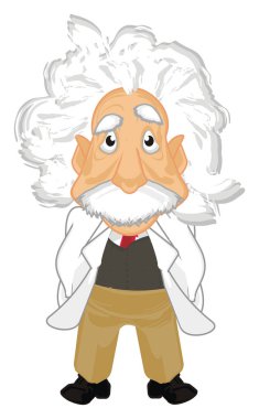 Beyaz bir arka plan üzerinde Albert Einstein durmak