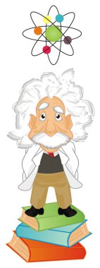 Albert Einstein standı kitaplar ve işareti