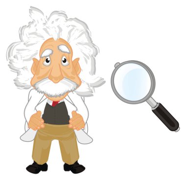 Albert Einstein büyük büyüteç ile