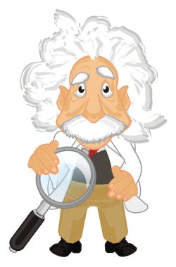 Albert Einstein stand ve büyük büyüteç tutun