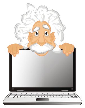 Albert Einstein göz--dan laptop yüzü
