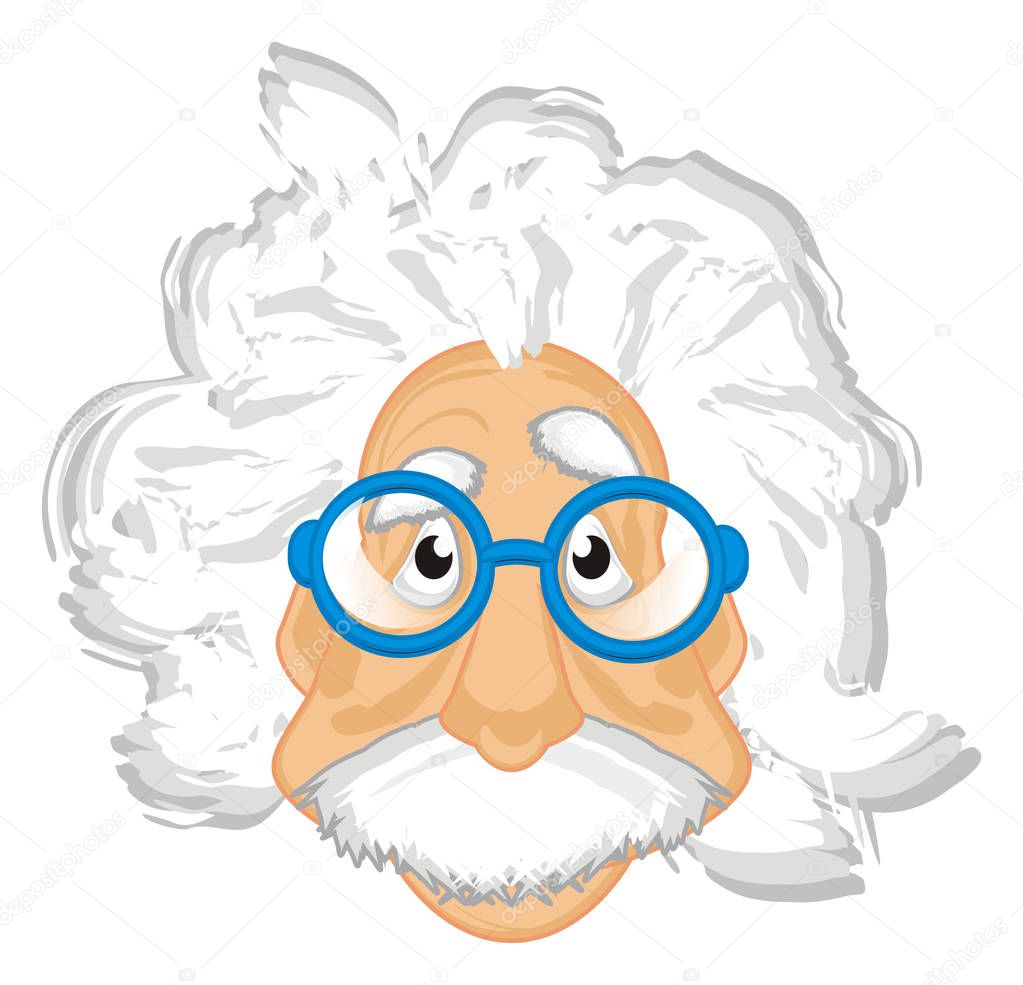 face of Albert Einstein in glasses