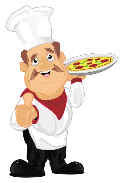 Szczęśliwy Kucharz Naczynia Pizza — Zdjęcie stockowe