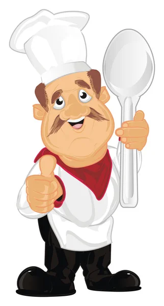 Happy Cook Spoon Show Gesture Class — Stock Photo, Image