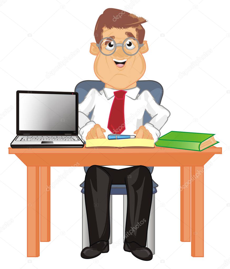 hapy manager sit on office