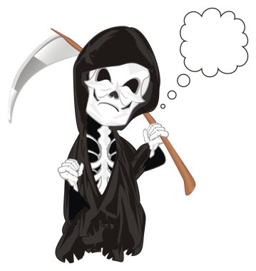 dipnot ile bir tırpan ile kızgın ölüm