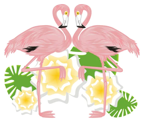 Två Rosa Flamingo Blommor Och Blad — Stockfoto