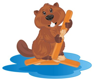 günlük ile gülümseyen kunduz su üzerinde durmak