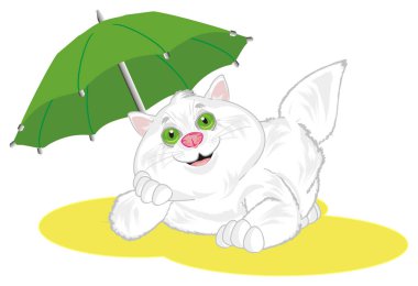 gülümseyen fat cat şemsiye altında yalan