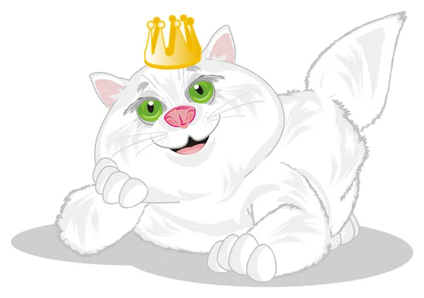 Lächelnde Dicke Katze Mit Goldener Krone — Stockfoto