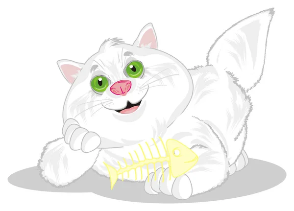 Uśmiechający Się Fat Cat Szkielet Ryb — Zdjęcie stockowe