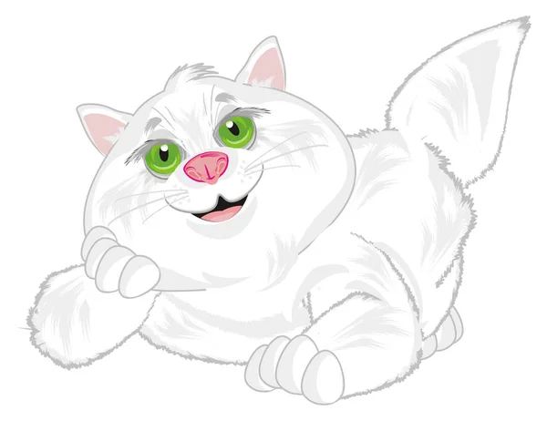 Uśmiechający Się Tłuszczu Kot Leżący Wygląd — Zdjęcie stockowe